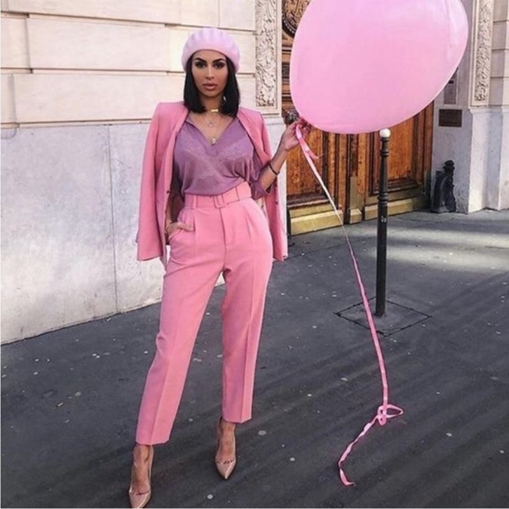 Zara 2 Piece Pink Blazer and Pants Set